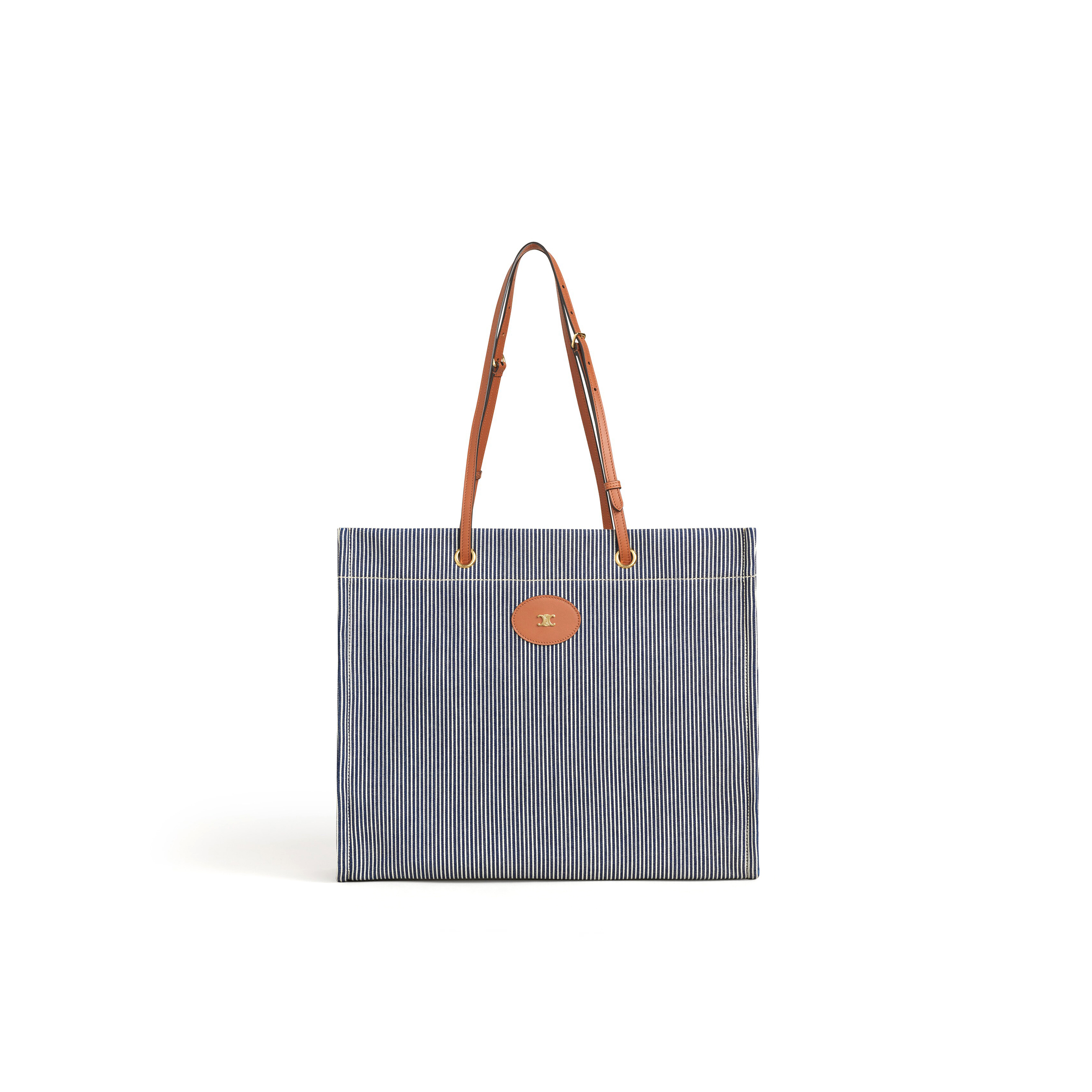 CELINE SQUARED CABAS CELINE IN STRIPED TEXTILE AND CALFSKIN 192802CHD.07AT (45*35*15cm)